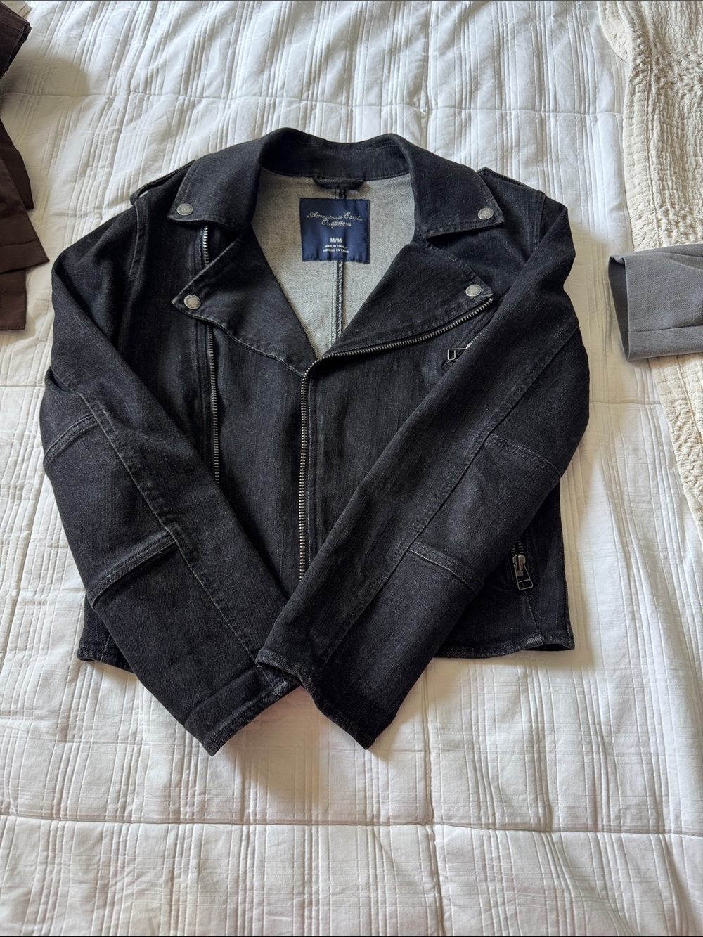 American Eagle Outfitters Black Biker-Style Jacket